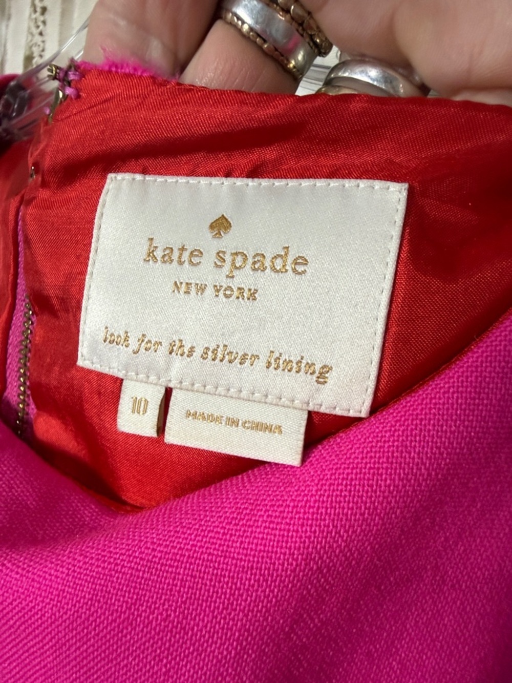 Kate Spade Hot Pink Cap Sleeve Shift Dress Size 10 - Picture 6 of 9